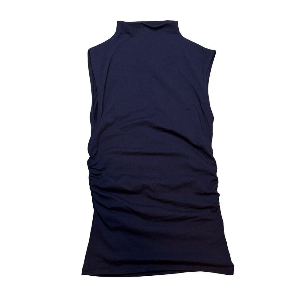 Madewell Ruched Mock Neck Tank Top XXS Midnight Navy Stretch NWT